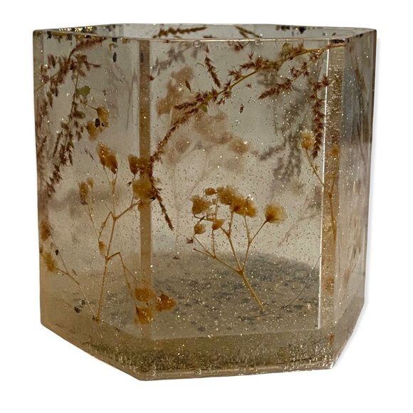 Gold, Cream & Black Resin Handmade Planter, Desktop Pen Holder, Trinket Holder - Picture 1 of 9